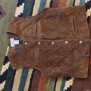Stonebridge NEW 90s Vegan Sueded Brown Victorian Equestrian Style Vest Ladies S